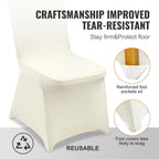 VEVOR 50 Pcs Flat-Front Chair Covers Polyester Spandex Chair Cover Stretch Slipcovers, Wedding, Holiday, Banquet, Party, Celebration, Dining, Beige