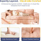 MAXYOYO 3-Seater Boneless Sofa Couch, Modern Bubbled Sofa for Living Room, Soft Bean Bag Chair High-Density Foam Couch with Pillows, No Assembly Required