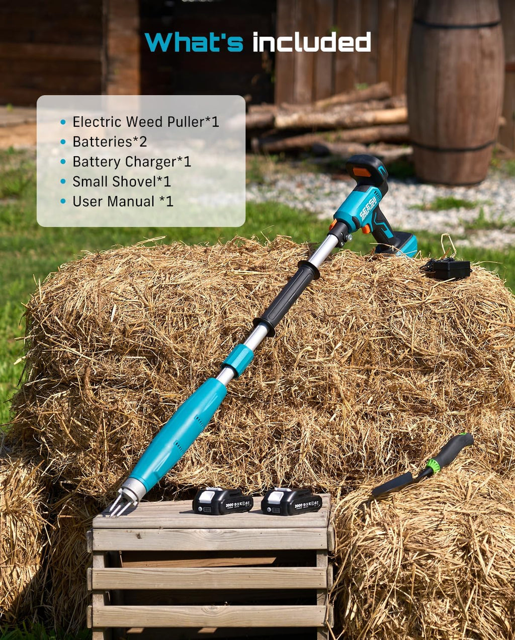 SEESII Stand-Up Weed Puller Tool with 40"-47" Adjustable Handle, High-Power 3-Claw Stainless Steel Spiral, 4S Deep Root Removal, One-Button Eject, Dandelion Remover & Crabgrass Puller for Garden