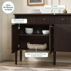 Walker Edison Samantha Modern Fluted Wood Buffet Sideboard with Storage 58 Inch, Dark Brown Oak