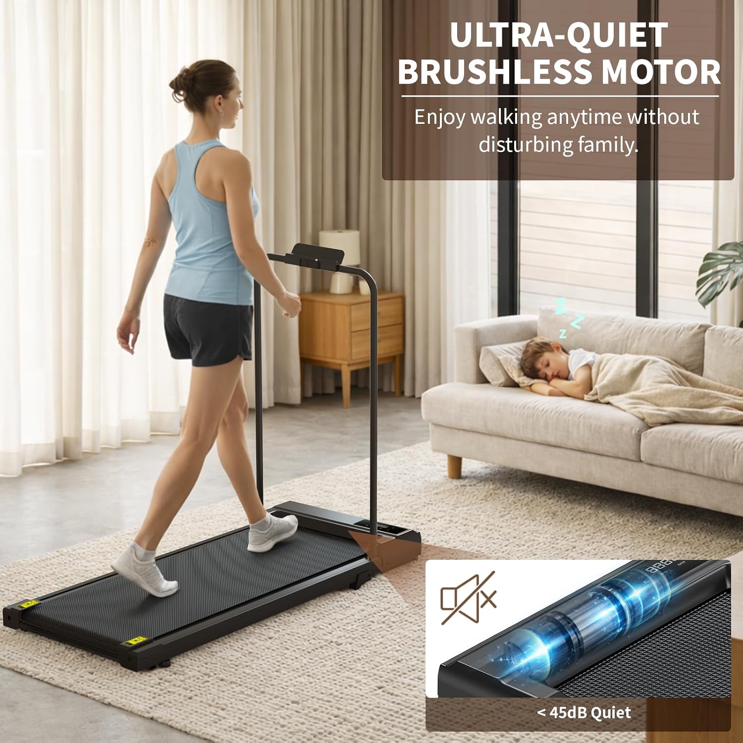 STRIDEMAX Quiet Folding Treadmill with Manual Incline, 2.5HP Under Desk Walking Pad, Basic LED Display, Shock Absorption, Space-Saving Fitness Equipment for Small Apartments - Joystride Series