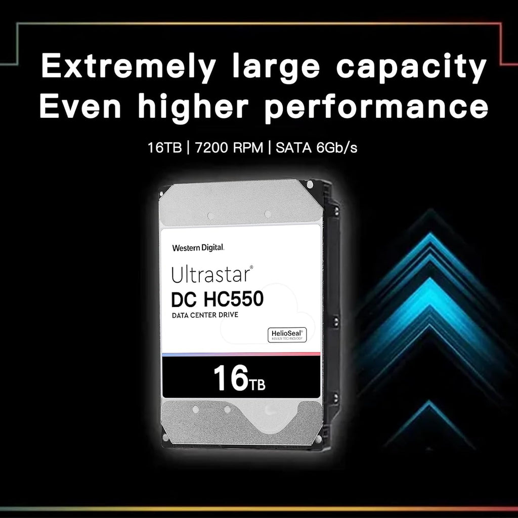Western Digital Internal Hard Drives 16Tb DC HC550 Surveillance Wd 3.5 HDD Sata 6Gb/s 7200 PRM NAS 512 mb Cache for Dvr Nvr (Renewed)