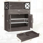 Shintenchi Kitchen Buffet Cabinet with Adjustable Shelf, Modern Kitchen Storage Cabinet,Farmhouse Coffee Bar Cabinet（Ash Grey）