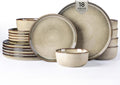 GBHOME Dinnerware Sets for 6, 18 Pieces Stoneware Plates and Bowls Sets, Scratch Resistant Dishes, Dishwasher & Microwave Safe, Reactive Glaze