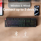 Keychron K10 Full-Size Layout QMK Wireless Mechanical Keyboard, Bluetooth/Wired Hot-Swappable Gaming Keyboard with Keychron Super Brown Switch, RGB Backlight, PBT Keycaps for Mac/Windows-Version 2