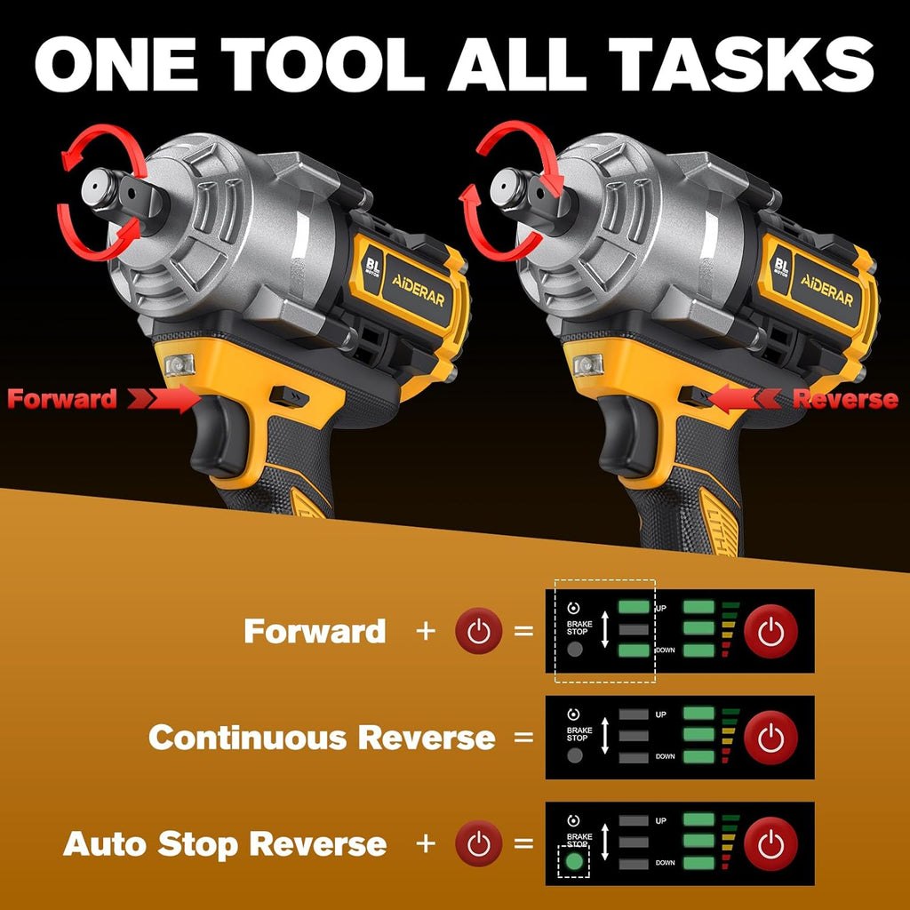 Impact Wrench for DeWalt Battery, 1328Ft-Lbs (1800N.m) Impact Driver, 1/2" Impact Gun 3-Speed High Torque Power Tool for Tire Removal, Rusted Bolts, Heavy Equipment(No Battery)