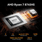 GEEKOM Mini PCUltimate Performance Edition A8 Max with AMD Ryzen 7 8745HS(Beats 7735hs) 16GB DDR5|1TB SSD(Expandable Not LPDDR) Dual LAN Mini Computer Radeon 780M Mini PC Windows 11 Pro/USB4/8K