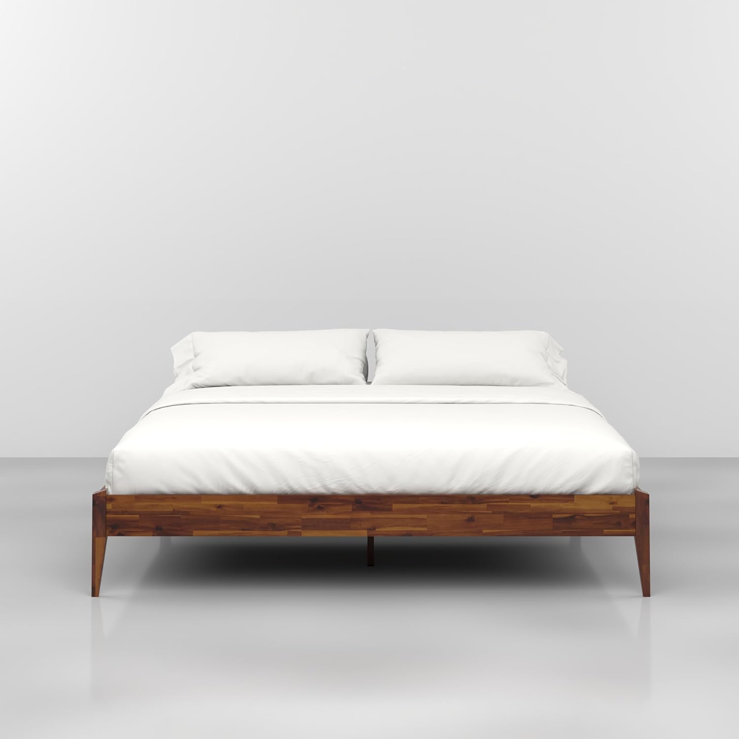 Bme Dinkee King Bed Frame Wood 15 Inch - Solid Wood Platform Bed Frame - Japanese Joinery Bed - Modern & Minimalist Style - Wood Slat Support - Easy Assembly - No Box Spring Needed - Chocolate