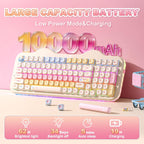 YUNZII C98 Wireless Mechanical Keyboard with Number Pad,99 Key BT5.0/2.4G/USB-C Hot Swap Gasket Mount with PBT MOA Keycaps,Custom RGB,Cute Cake Keyboard for Win/Mac (Beige, Milk V2 Linear Switch)
