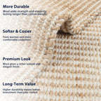9' x 12' Jute & Wool Mini Check Area Rug with 4-Inch Border Handwoven mini Check Pattern – Living Room, Dining & Bedroom Rug, Neutral Indoor Natural Farmhouse Décor (9' x 12')