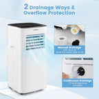 COSTWAY Portable Air Conditioner, 9000 BTU Portable AC with Built-in Dehumidifier, 24H Timer, Smart Sleep Mode, LED Touch Panel for Cooling Rooms up to 280 Sq.Ft, Remote Control & Window Kit Included