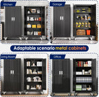 erosoei 61" H Metal Garage Storage Cabinet, Rolling Tool Cabinet with 2 Doors and Wheels, Locker Steel Cabinet with 3 Adjustable Shelves, Organization Cabinet for Garage,Office,Home,Gym,School（Black）
