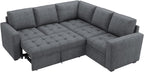 HONBAY Modular Sectional Sleeper Sofa with Pull Out Couch Bed, L Shaped Couch with Storage Seat, Sectional Couches for Living Room,Bluish Grey