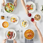 MALACASA 24 Pieces Porcelain Dinnerware Set, Modern White Dish Set for 6, Premium Serving Plates and Bowls Sets, Chip and Scratch Resistant Dishware Sets Kitchen Dishes Dining Ware Set, Series LEAH