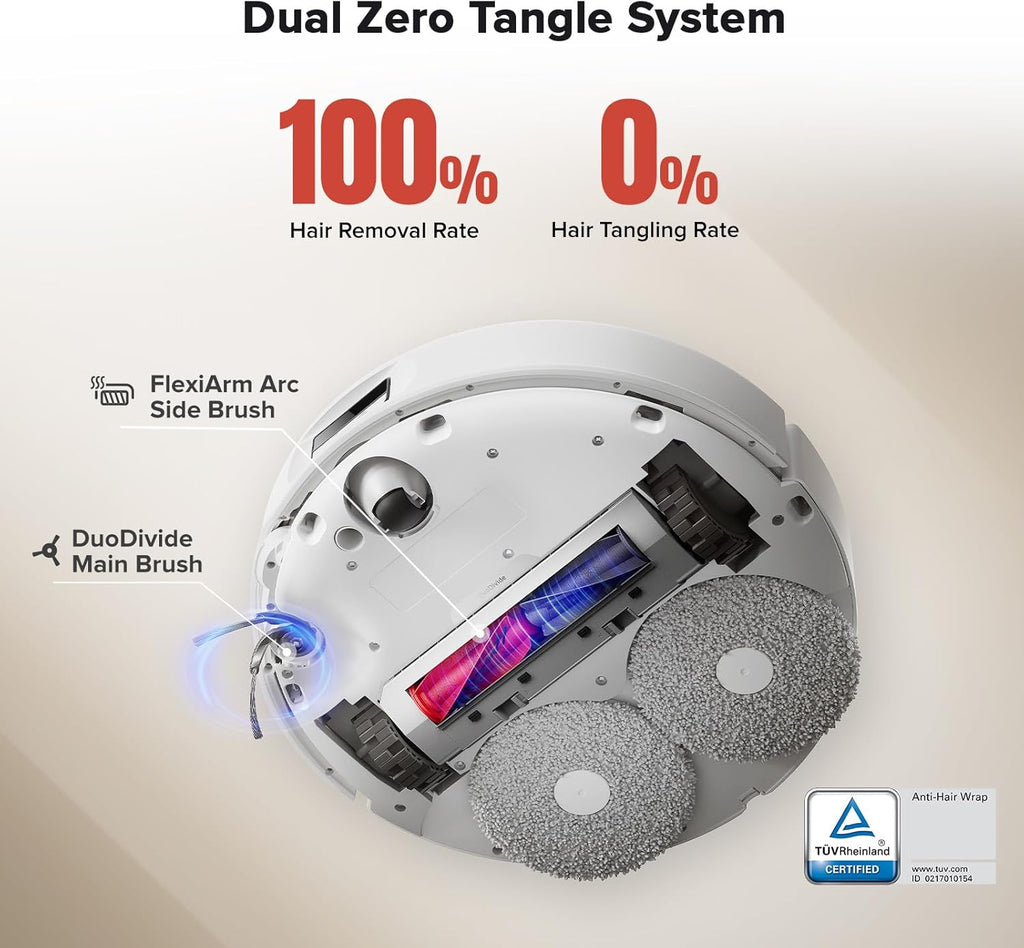 roborock Qrevo Curv Robot Vacuum and Mop, Zero-Tangling, AdaptiLift Chassis, FlexiArm Technology, Al Obstacle Recognition, 17mm Mop Lift, 18,500Pa Suction, Hot Water Mop Washing & Dock Self Cleaning