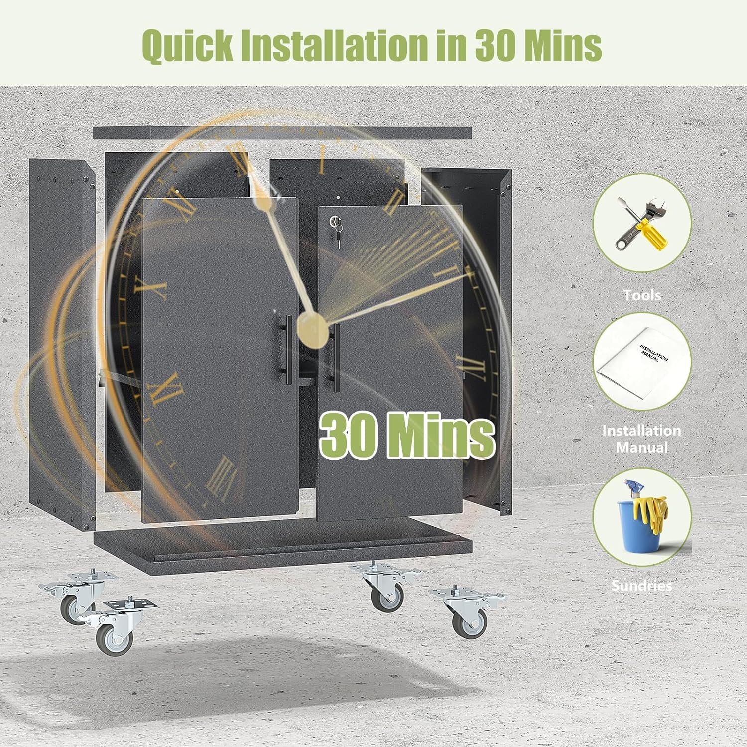 Metal Storage Cabinet with Wheels,Rolling Tool Cabinets with Doors and Adjustable Shelves,Lockable Garage Storage Cabinet,Heavy Duty Tool Chest for Home Office Utility Room,Assembly Required
