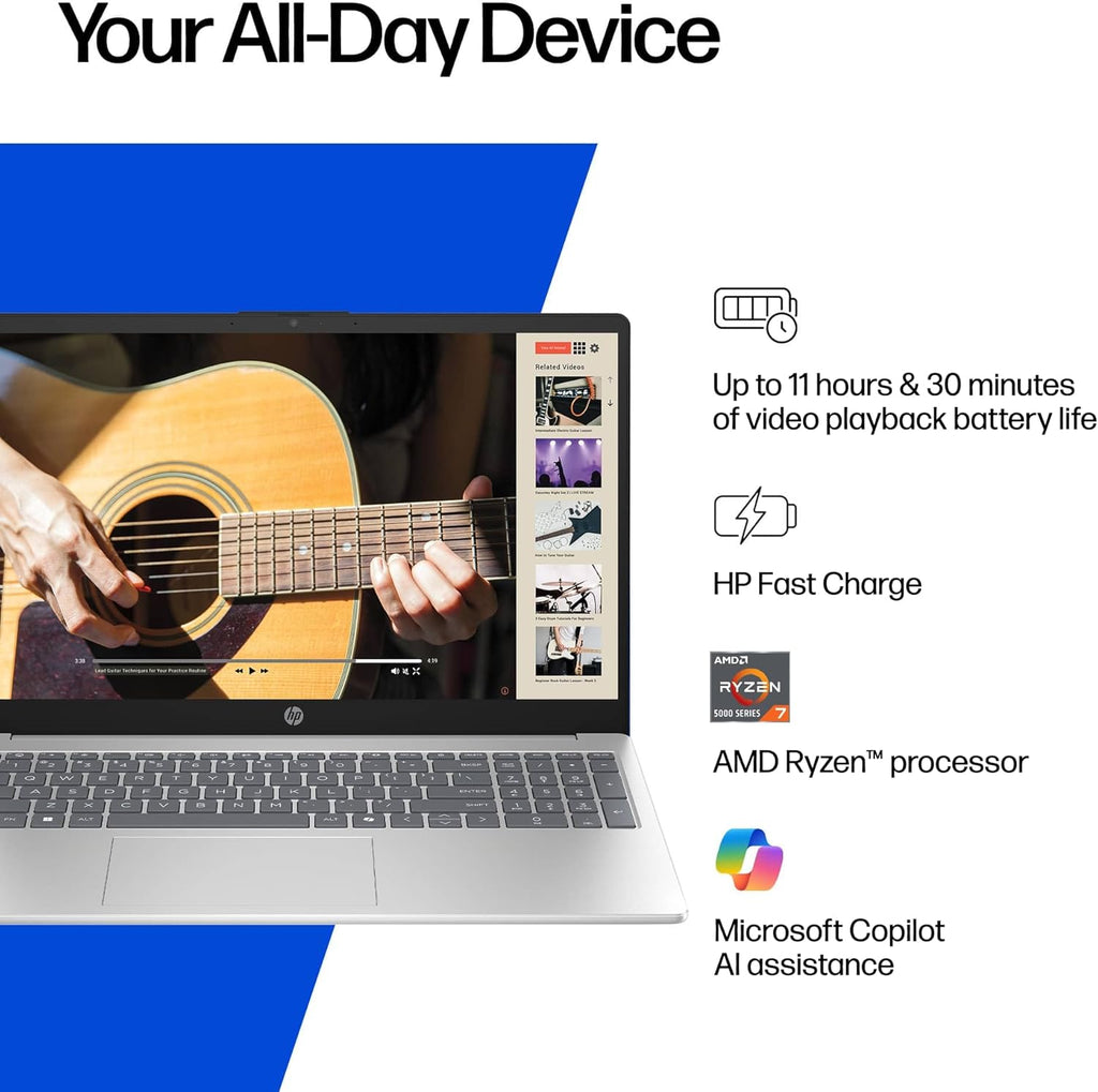 HP Laptop for 2025-2026 Home Student Business  Lifetime MS Office  AI Computer  15.6” FHD  AMD Ryzen 7  16GB RAM  1TB Storage (512GB SSD+500GB Ext)  Wi-Fi 6  Privacy Cam  MarxsolAccessory  Win 11 Pro