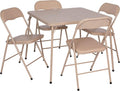 Flash Furniture Madison 5-Piece Folding Card Table and Chairs Set, Portable Event Table and Chairs Set for Indoor and Outdoor Gatherings, Tan