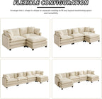 113.8" Modern Cozy Sectional Couches for Living Room, Beige Chenille Comfy Cloud Couch Sectional, 3 Seater Couch for Living Room, Sofas para Sala, I Shaped Sofas & Couches (Beige, 3+0 Set)