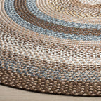 SAFAVIEH Washable Rug Outdoor Braided Collection - 8' x 10' Oval, Brown & Multi, Handmade & Reversible, Non-Shedding & Easy to Clean, Ideal for Patio, Backyard, Mudroom (BRD313A)