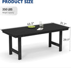 PIZZELLO Patio Dining Table for 6, 66" Rectangular HDPE Outdoor Dining Table with 1.8" Umbrella Hole, All Weather Outdoor Patio Table for Lawn Backyard Garden, Black