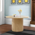 weselon Round Dining Table for 4, Modern Farmhouse Kitchen Table, 47 Inch Small Circle Dining Tables with Wood Strip Base for Kitchen Living Room (Natural)