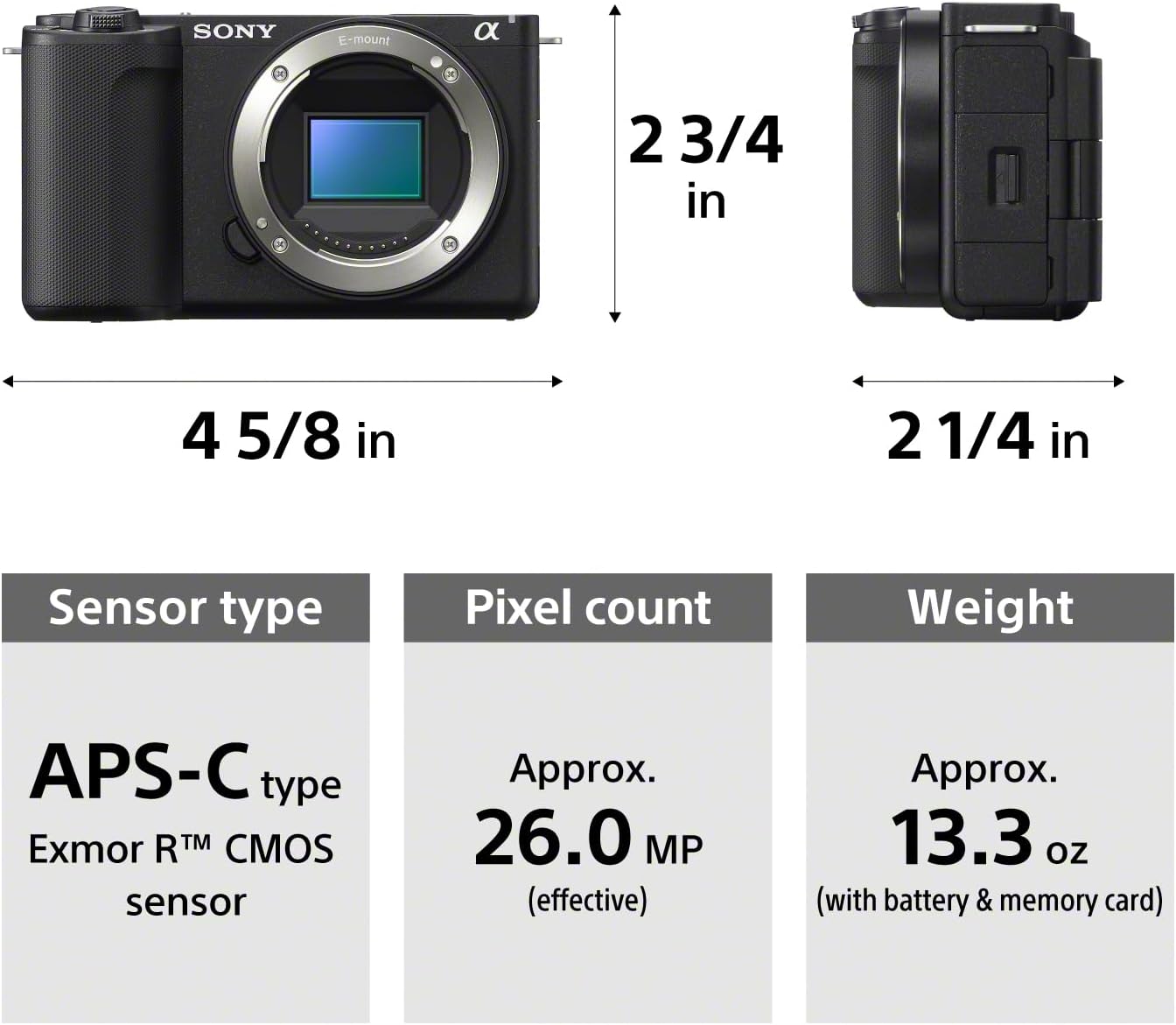 Sony Alpha ZVE10 II - APS-C Interchangeable Lens Mirrorless Content Creators' Camera - Black - Body Only