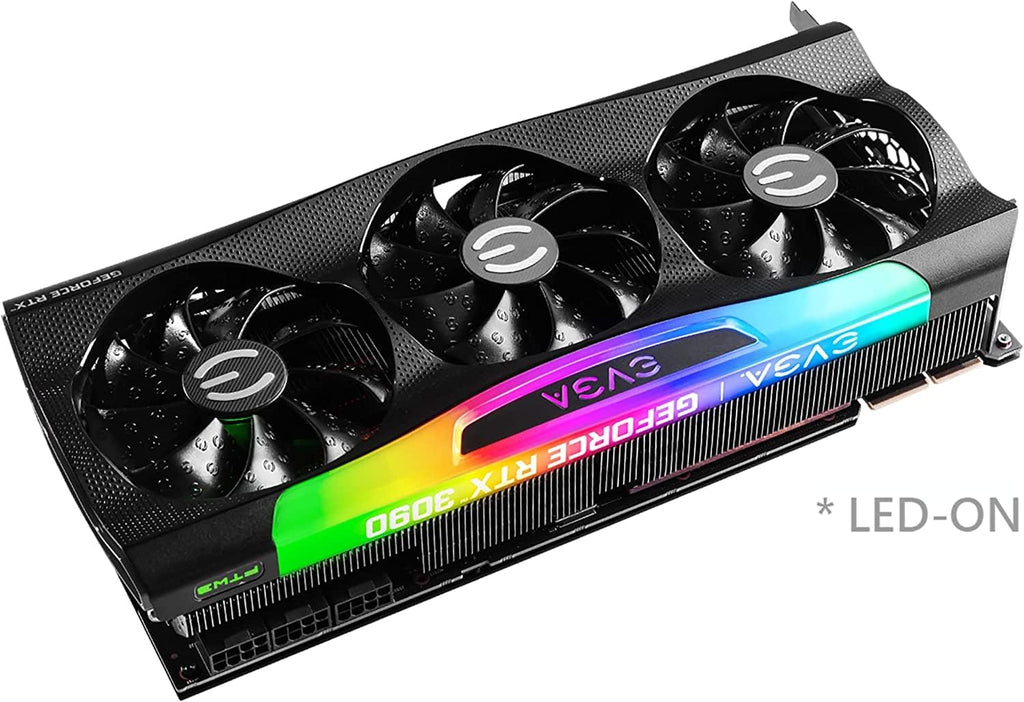 EVGA GeForce RTX 3090 FTW3 Ultra Gaming  24GB GDDR6X  10496 CUDA Cores  1800MHz Boost Clock  3x Fans  ARGB LED  Metal Backplate  PCIe 4  HDMI  DisplayPort  Desktop Compatible