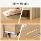 Night Stand Set of 2 Unique Curved Profile FSC-Certified Wooden Board 1-Drawer and 1 Storage Shelf Nightstand 24" H Metal Handle Modern Bedside Table Side Table End Table for Bedroom