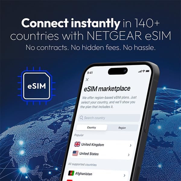 NETGEAR Nighthawk 5G Mobile Hotspot M7 with eSIM or SIM | Portable WiFi 7 Router for Travel in 140+ Countries | Supports 32 Devices | Unlocked 5G/4G LTE | 3.6Gbps Speed | AT&T  T-Mobile (MH7150)
