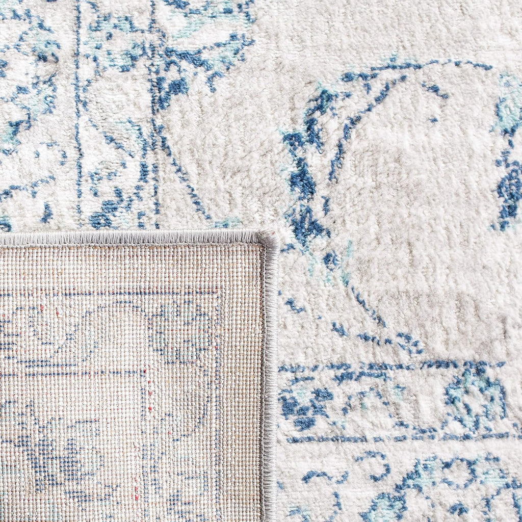 SAFAVIEH Brentwood Collection Area Rug - 10' x 13', Light Grey & Blue, Oriental Floral Scroll Design, Non-Shedding & Easy Care, Ideal for High Traffic Areas in Living Room, Bedroom (BNT854G)