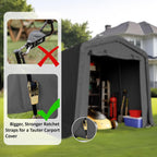 CHARMELEON 8x8FT Heavy Duty Outdoor Storage Shelter,Portable Garage Shelter for Garden Tool Motorcycle Bike,All-Steel Metal Frame Storage Tent with Dual Doors&Thickened Fabric (Dark Gray)