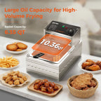 OSTBA Deep Fryer with Basket, 10.36QT Deep Fryer, 1600W Stainless Steel Commercial Deep Fryer with Adjustable Temperature 140–390℉, Removable Basket & Oil Tank