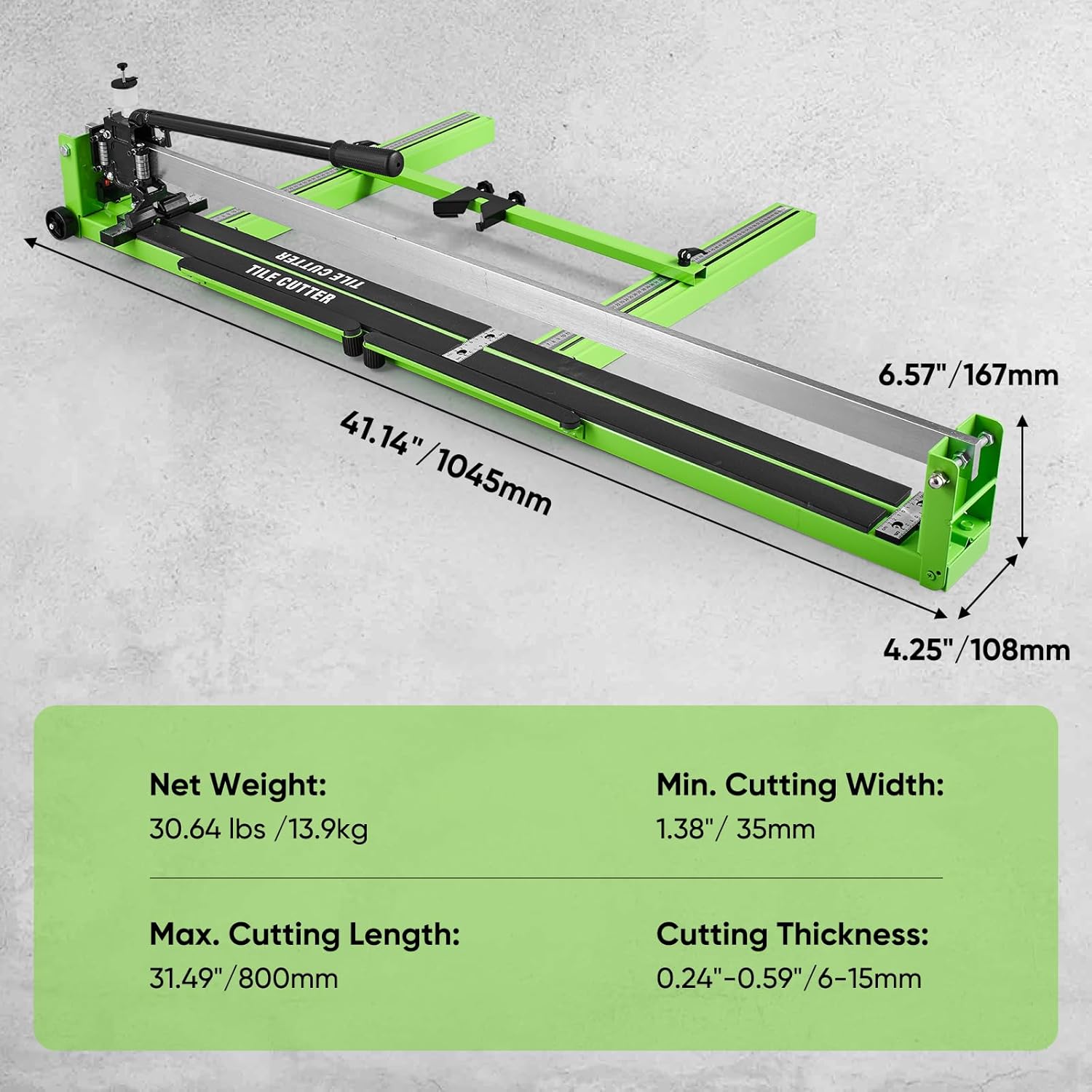 Sakerplus 31" Manual Tile Cutter, Professional 1.4" Cutting Capacity Tile Cutter with Laser Guide, Tile Cutting Hand Tool with Anti-Slip Base for Precision Porcelain and Ceramic Tile Cutting (31 inch)