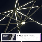 PURPLE LEAF 9' X 12' Patio Umbrella with Lights Outdoor Rectangle Cantilever Umbrella Solar Powered LED with 360-degree Rotation for Garden Deck Pool Patio, Navy Blue