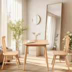 OGMILL 27.6" Small Square Dining Table for 2, Space-Saving Natural Kitchen Dinner Table Rustic Wood Mid Century Modern Table with Solid Wood Leg for Small Spaces