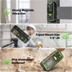 Huepar Dual Laser Measuring Tool, 656Ft Green-Beam Bilateral Digital Laser Distance Measure 6 Units Ft/in/M, Rechargeable Laser Measurement Tool -Backlit LCD Display, Length/Area/Volume/Angle Sensor