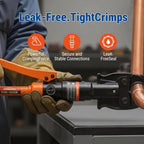 HoldwellS Copper Pipe Crimping Tool 3 VUS Jaws (1/2",3/4",1") for Copper Pipes 360° Rotatable Head with Pipe Cutter & Deburring Tool, Copper Tube for Narrow Space/Tee/Elbow Fittings with Carrying Case