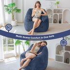 MAXYOYO Bean Bag Chair, Bean Bag Sofa with Filler, Cozy Living Room Chair for Adults and Kids, Stuffed Floor Sofa for Bedroom Dorm Reading, Dusty Blue