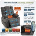 Power Lift Recliner Chair for Elderly, Velvet Recliner with Massage and Heat, Lazy Boy Power Recliner Lay Flat 160° Cup Holders for Living Room