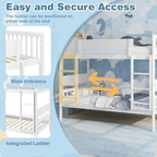 Giantex Wood Bunk Bed Twin Over Twin, Solid Wood Bunk Bed Frame with Ladder & Safety Guardrails, Space-Saving Convertible Bunk Beds for Kids Teens Juniors, Can Be Divided Into Two Twin Beds, White