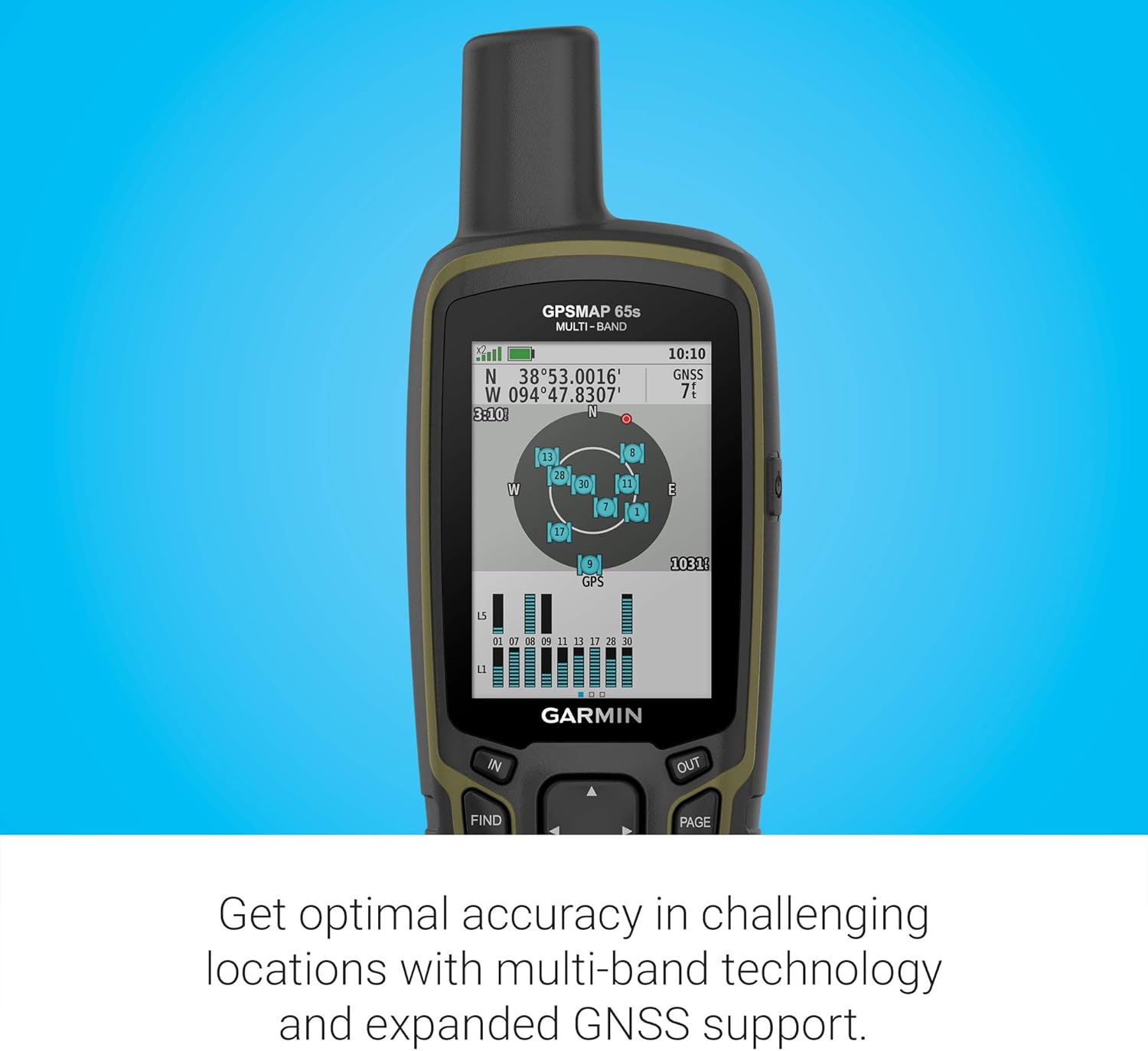 Garmin GPSMAP 65s  Button-Operated Handheld with Altimeter and Compass  Expanded Satellite Support and Multi-Band Technology  2.6" Color Display