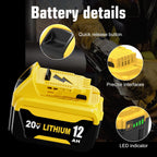 4 Packs 12000mAh Replacement for Dewalt 20V Battery 12.0Ah and DCB104 4-Port Charger Compatible with Dewalt 20V Battery Lithium DCB206 DCB207 DCB204 DCB200 DCB201 DCB203 Series Power Tool(5Pack）