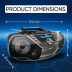 Philips Portable CD Player Boombox Bluetooth with Cassette Player All in one Powerful Stereo Boom Box CD Player for Home Mega Bass Reflex Speakers  Radio/USB/MP3/AUX Input with Backlight LCD Display