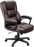 Furmax Office Executive Chair High Back Adjustable Managerial Home Desk Chair, Swivel Computer PU Leather Chair with Lumbar Support (Brown)