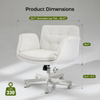 amseatec Criss Cross Chair with Armrests & Wheels, PU Leather Vanity Chair, Comfortable Adjustable Swivel Computer Office Desk Chairs for Home, Make Up, Bed Room (White)