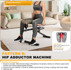 2 in 1 Hip Abductor & Adductor Machine, Compact Home Gym Equipment for Inner & Outer Thigh, Glute Workout Booty Trainer, Adjustable Leg Exercise Machine for Women Men