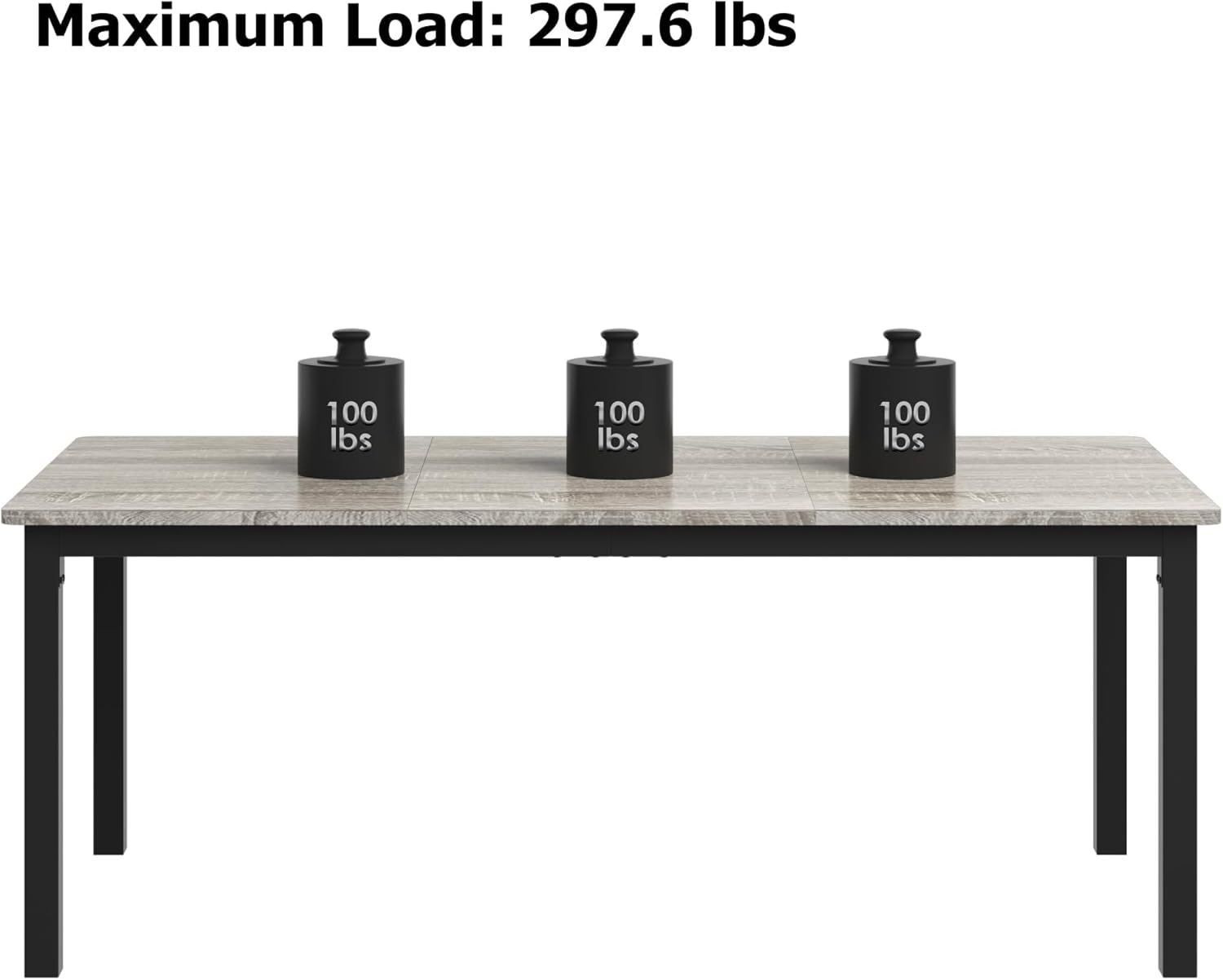 Garvee 79 in Dining Table for 6, Farmhouse Wooden Kitchen Tables for Family, Rectangular Industrial Style Dining Room Table with Sturdy Metal Frame, Long Desk for Restaurant, Kitchen, Office,Grey