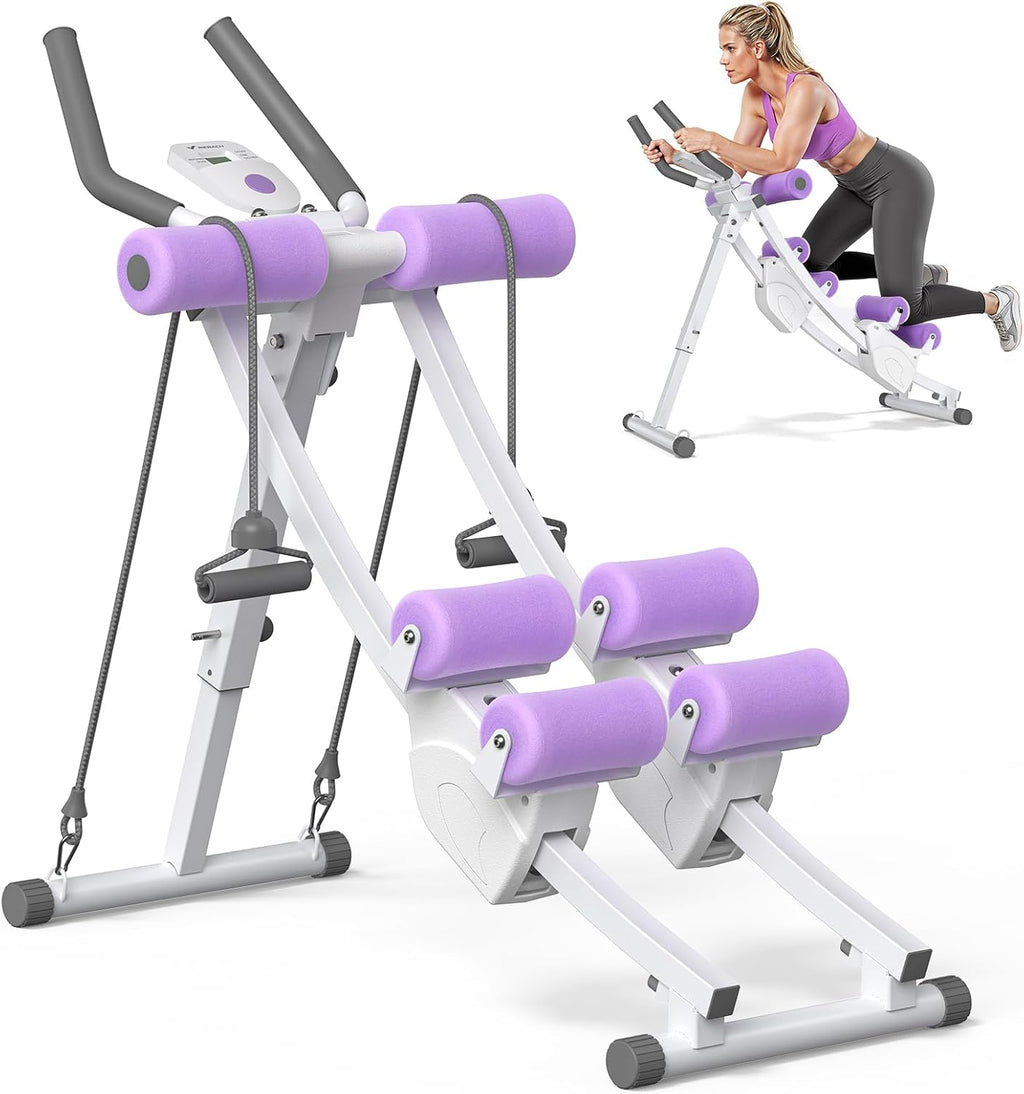 MERACH Ab Machine, Adjustable Ab Trainer Machine, AB Workout Equipment for Home Gym, Independent Dual Tracks for Mountain Climber, Foldable for Home Exercise, Load Capacity 440 LBS