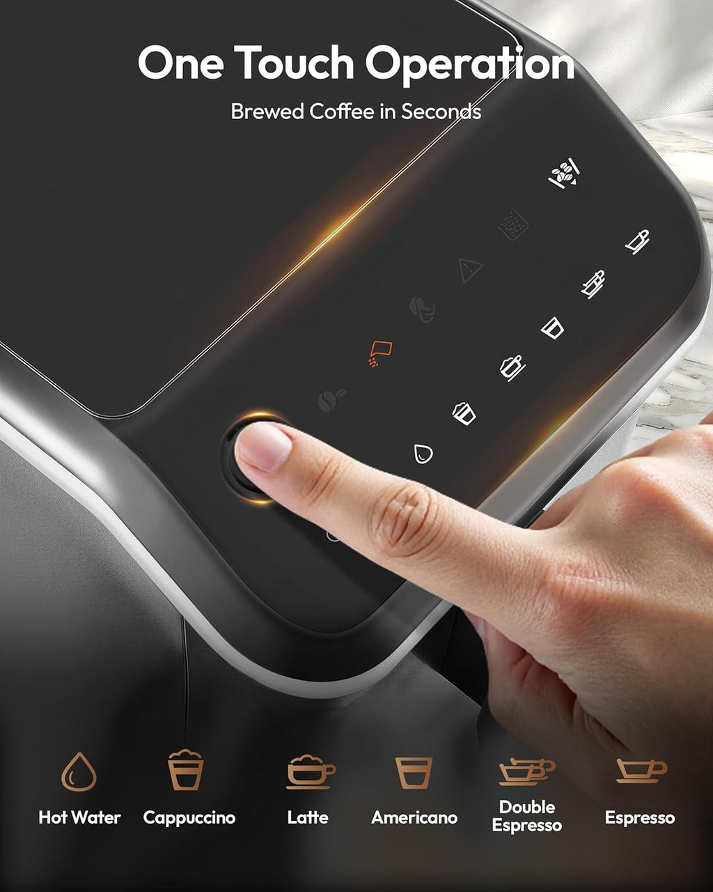 Fully Automatic Espresso Machine, 20 Bar Coffee Maker with Grinder and Integrated Milk Frother, Automatic Espresso Machine with Touch Screen, 15-Grind Settings Coffee Machine for Home, Silver